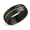 Black Wedding Ring - Yellow Gold Wedding Band - Braid Wedding Ring - Tungsten