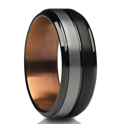 Black Wedding Ring - Gray Wedding Ring - Tungsten Carbide Ring - Black Ring