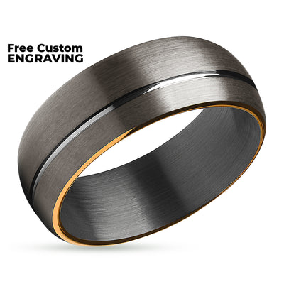 Gunmetal Tungsten Ring - Rose Gold Wedding Ring - Gunmetal Wedding Band - Black