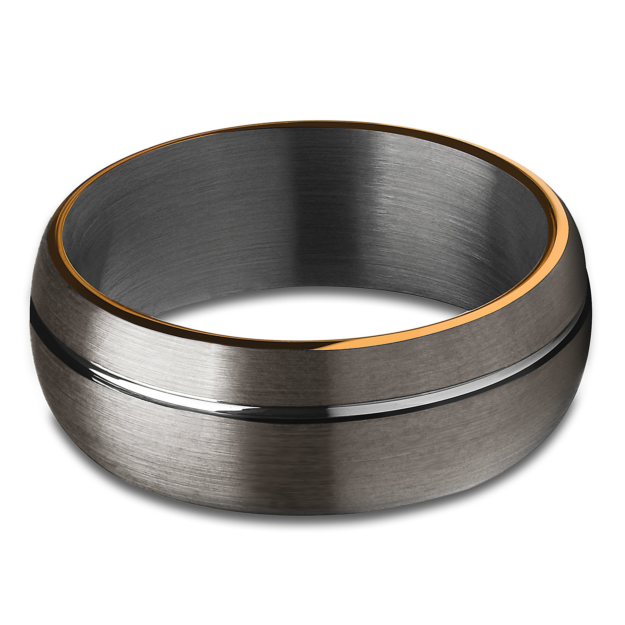 Gunmetal Tungsten Ring - Rose Gold Wedding Ring - Gunmetal Wedding Band - Black