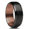 Man's Wedding Band - Black Tungsten Ring - Black Wedding Ring - Copper Ring - Espresso