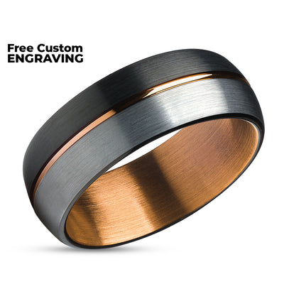 Tungsten Wedding Ring - Black Wedding Ring - Copper Ring - Gray Wedding Ring
