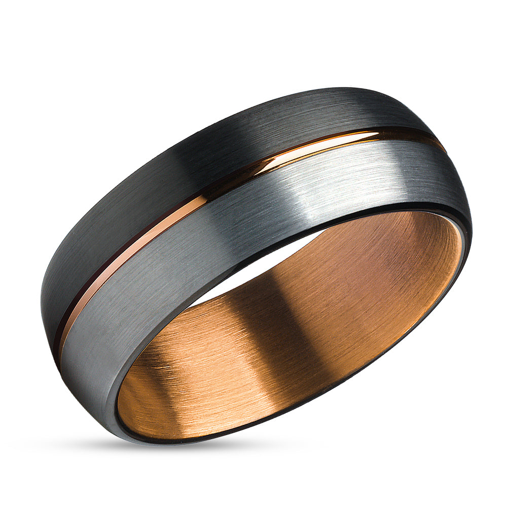 Tungsten Wedding Ring - Black Wedding Ring - Copper Ring - Gray Wedding Ring