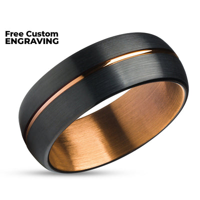 Espresso Tungsten Wedding Ring - Copper Wedding Ring - Tungsten Wedding Ring - Black