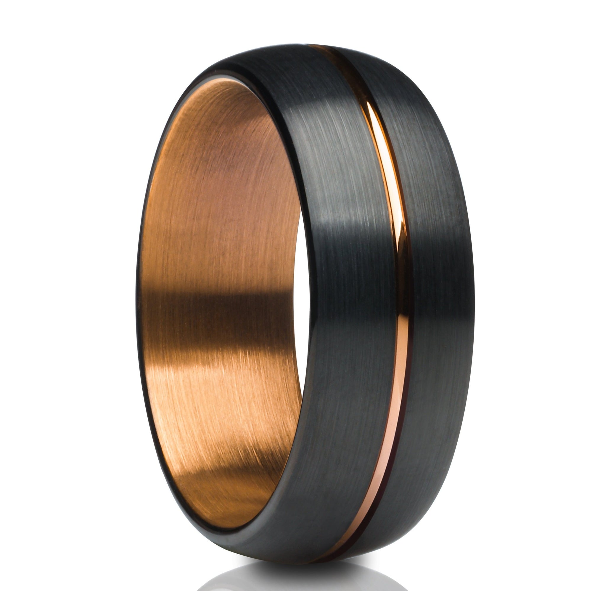 Espresso Tungsten Wedding Ring - Copper Wedding Ring - Tungsten Wedding Ring - Black