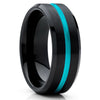 Black Tungsten - Black Tungsten Band - Tungsten Wedding Band - Turquoise - Clean Casting Jewelry
