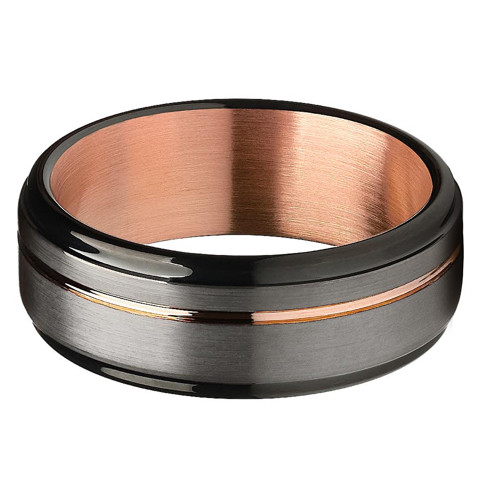 Rose Gold Wedding Ring - Gunmetal Wedding Ring - Tungsten Wedding Ring - Engagement Ring