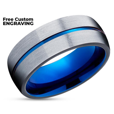 Blue Tungsten Wedding Ring - Blue Wedding Ring - Tungsten Ring - Blue Wedding Band