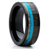 Deer Antler Wedding Band - Black Ring - Turquoise Wedding Ring - Antler Ring - Clean Casting Jewelry