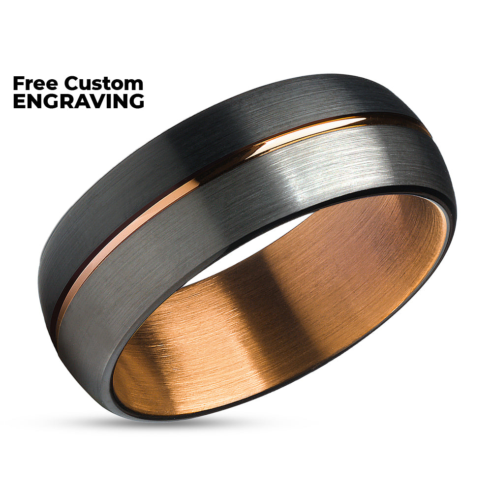 Gunmetal Wedding Ring - Black Tungsten Ring - Copper Ring - Espresso Wedding Band