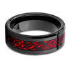 Dragon Wedding Ring - Red Dragon Ring - Tungsten Wedding Ring - Black Tungsten Ring
