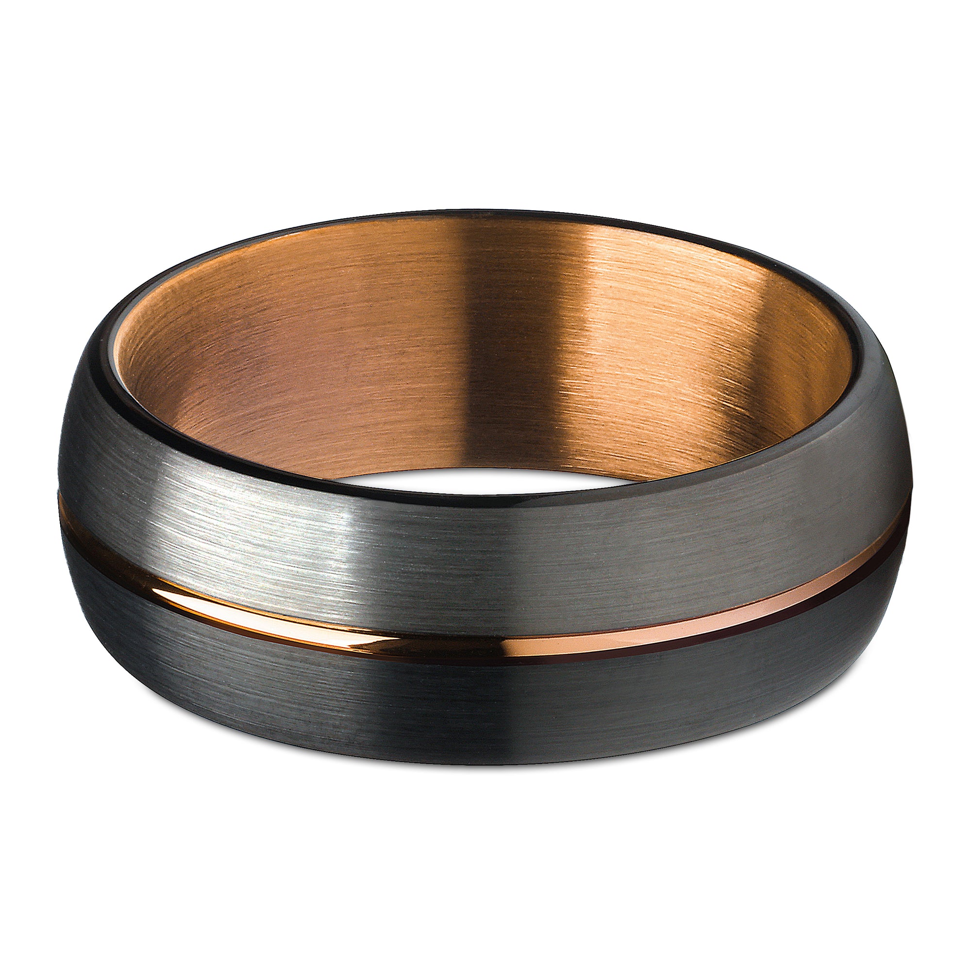 Gunmetal Wedding Ring - Black Tungsten Ring - Copper Ring - Espresso Wedding Band