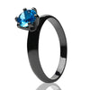 Aquamarine Wedding Ring - Gunmetal Wedding Ring - Solitaire Wedding Ring - Titanium Ring
