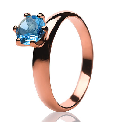 Aquamarine Wedding Ring - Rose Gold Ring - Titanium Wedding Ring - CZ Wedding Ring