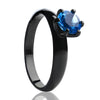 Solitaire Wedding Ring - CZ Wedding Ring - Black Wedding Ring - Solitaire Ring - Aquamarine