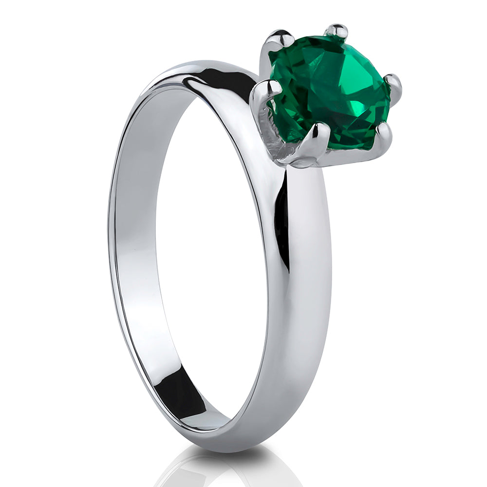 Solitaire Wedding Ring - Emerald Wedding Ring - Solitaire Wedding Ring - Titanium Ring - Silver
