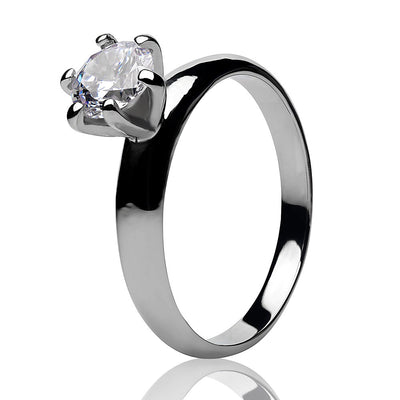 Titanium Wedding Ring - Solitaire Wedding Ring - CZ Wedding Ring - White Diamond Ring - Engagement