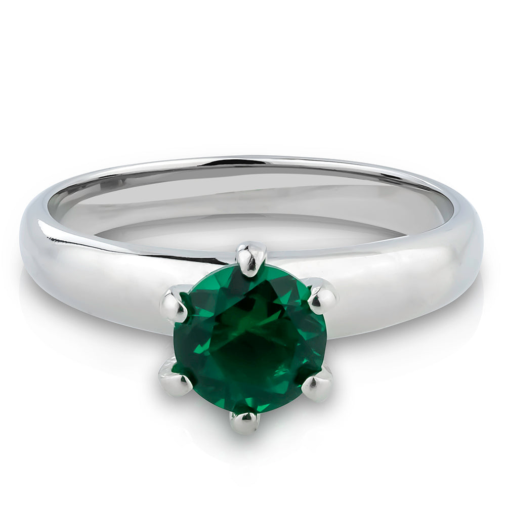 Solitaire Wedding Ring - Emerald Wedding Ring - Solitaire Wedding Ring - Titanium Ring - Silver