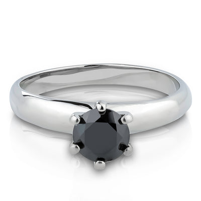 Black CZ Wedding Ring - Solitaire Wedding Ring - Titanium Wedding Ring - Ladies Ring