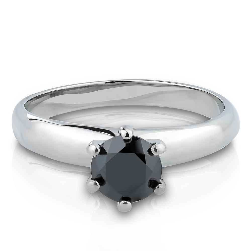 Black Diamond Ring - Solitaire Wedding Ring - CZ Wedding Ring - Engagement Ring - Titanium Ring