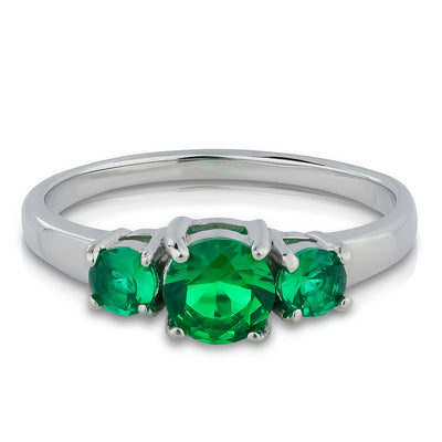 Emerald Wedding Ring - Silver Ring - Solitaire Wedding Ring - Engagement Ring - Anniversary