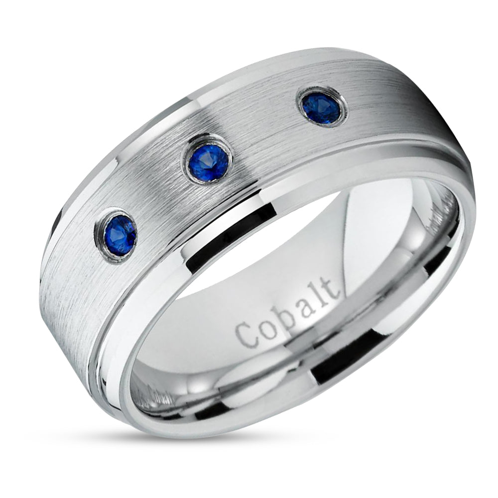 Cobalt Wedding Band - Sapphire Wedding Ring - Cobalt Chrome Ring