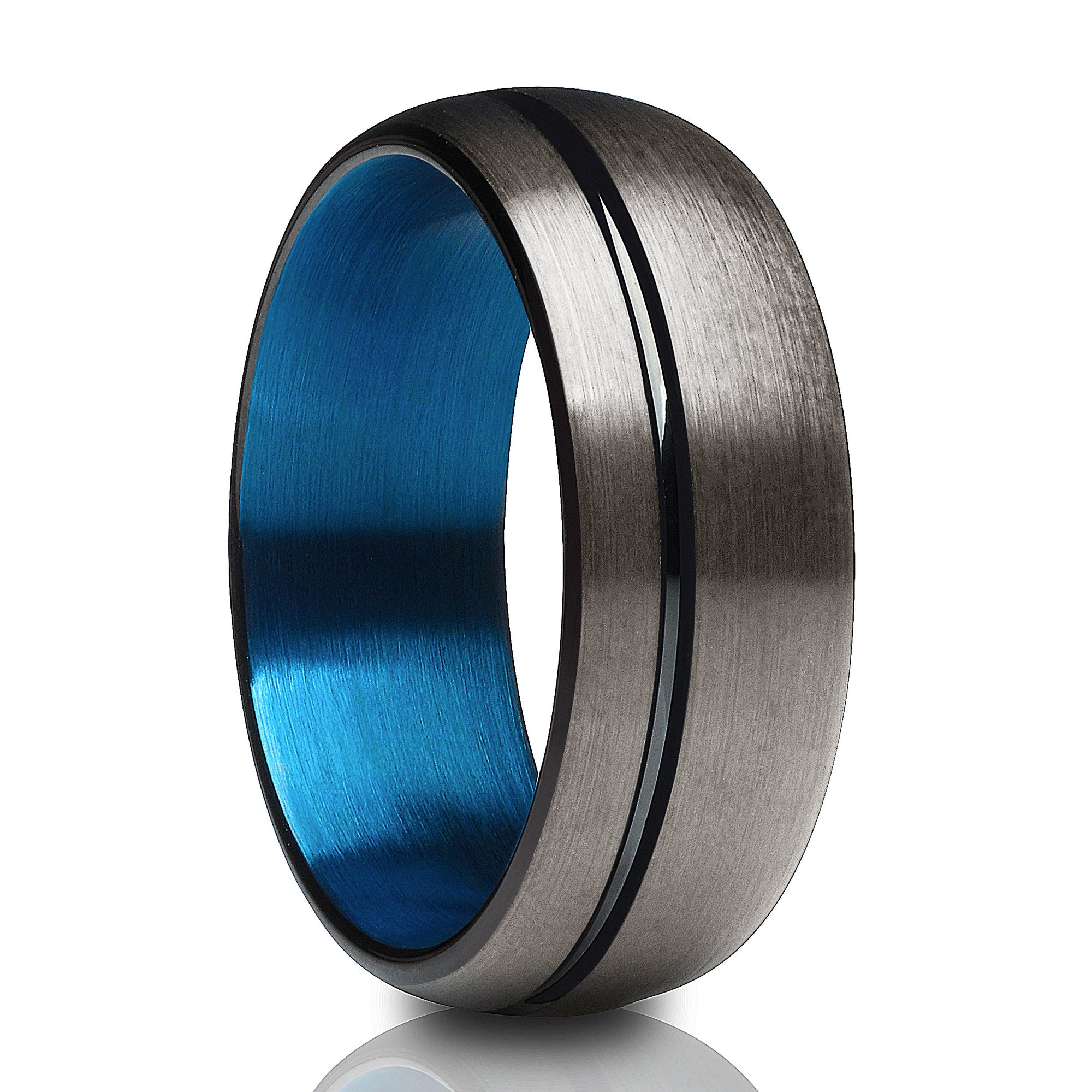 Gunmetal Wedding Ring - Blue Tungsten Ring - Matte Ring - Blue Tungsten Ring - Band