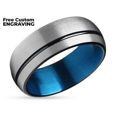 Tungsten Blue Wedding Ring - Wedding Band - Wedding Ring - Tungsten Band - Ring