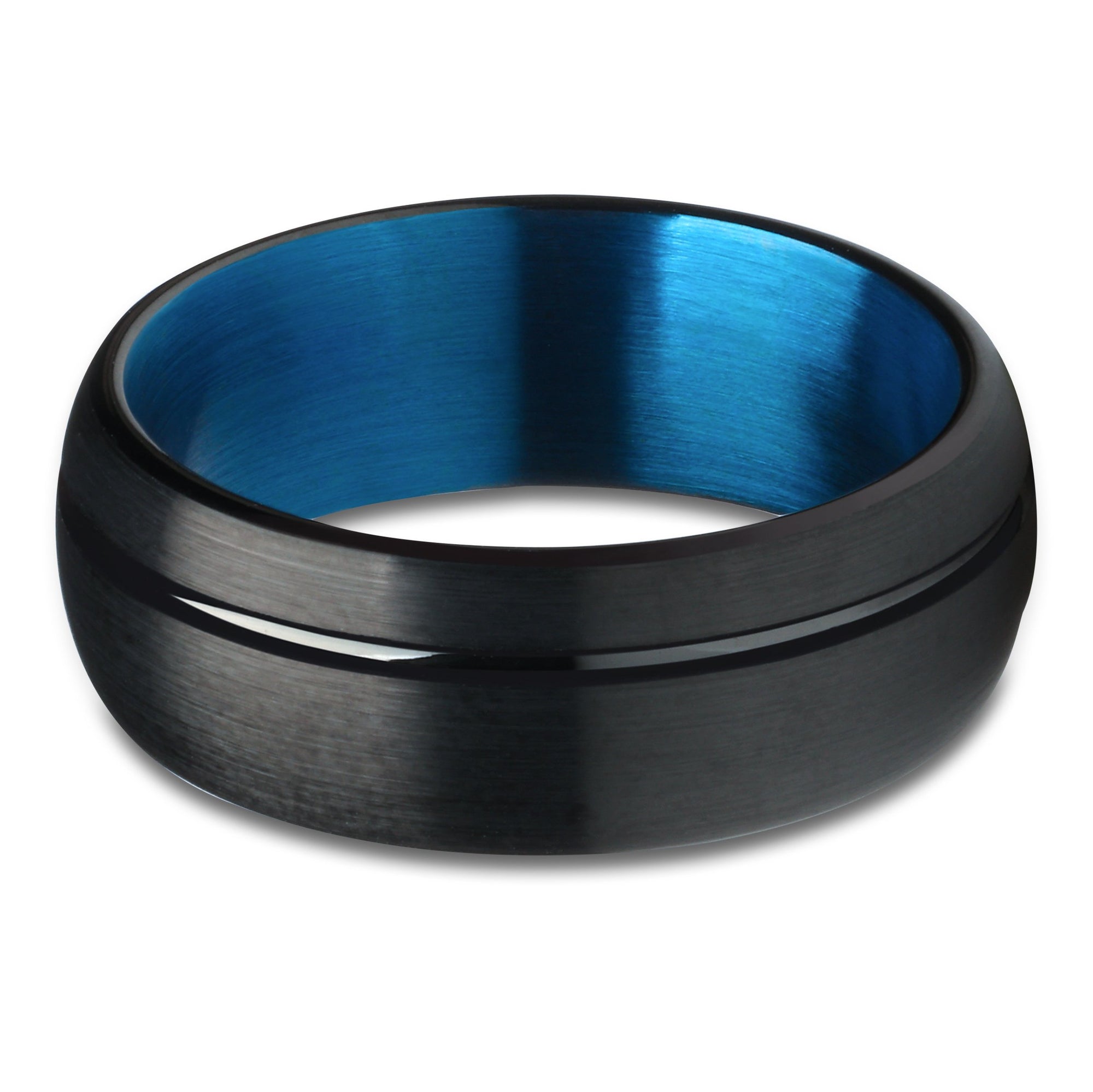 Black Wedding Ring - Blue Tungsten Ring - Tungsten Wedding Ring - Blue Tungsten Band