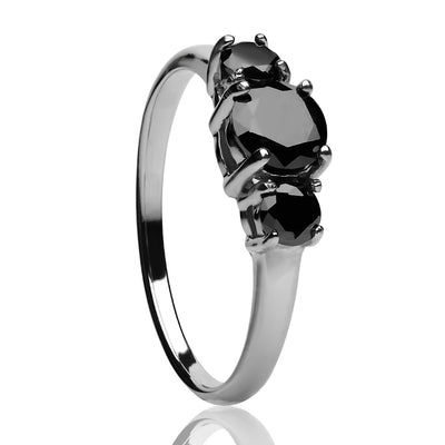 Black Diamond Wedding Ring - Titanium Wedding Ring - Solitaire Wedding Ring - Engagement Ring