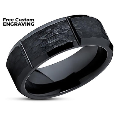 Zirconium Wedding Ring - Black Wedding Ring - Black Zirconium Ring - Wedding Ring - Engagement Ring