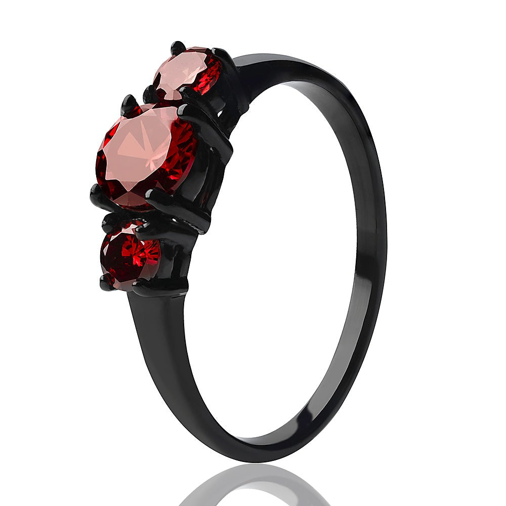 Solitaire Wedding Ring - Ruby Wedding Ring - Black Solitaire Ring - Black Wedding Ring