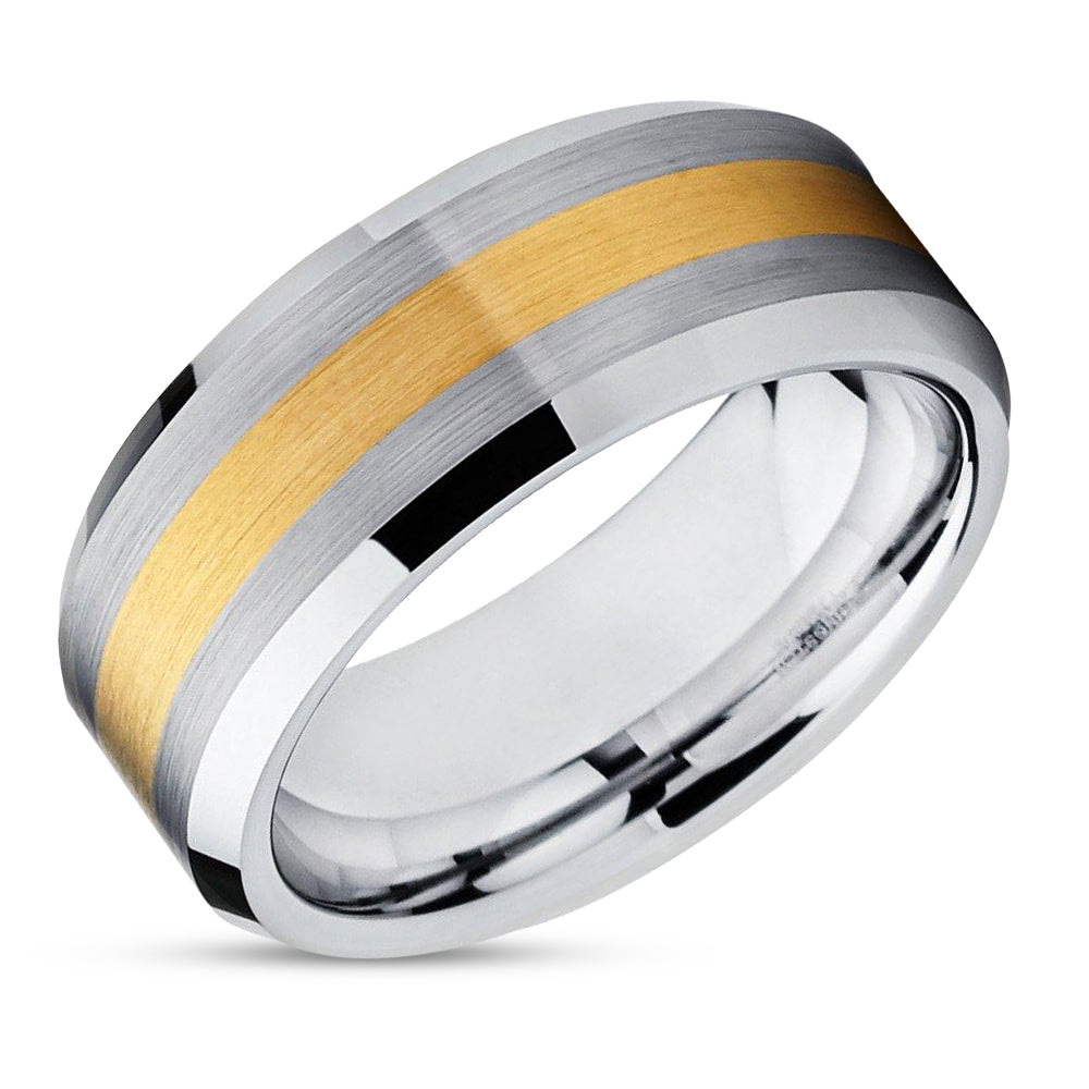 Cobalt Wedding Band - 14k Yellow Gold - Cobalt Wedding Ring - Men's Band