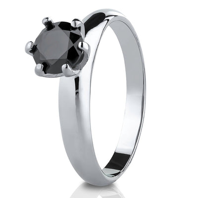 Black CZ Wedding Ring - Solitaire Wedding Ring - Titanium Wedding Ring - Ladies Ring