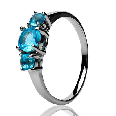 Aquamarine Wedding Ring - Silver Ring - Solitaire Wedding Ring - Engagement Ring - Anniversary