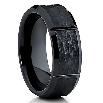 Zirconium Wedding Ring - Black Wedding Ring - Black Zirconium Ring - Wedding Ring - Engagement Ring