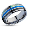 Abalone Tungsten Ring - Tungsten Carbide Ring - Abalone Tungsten Ring - Turquoise