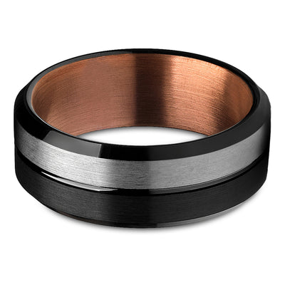 Black Wedding Ring - Espresso Wedding Ring - Black Tungsten Ring - Wedding Band