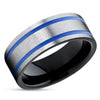 Blue Wedding Band - Black Tungsten Ring - Black Wedding Band - Tungsten Wedding Ring
