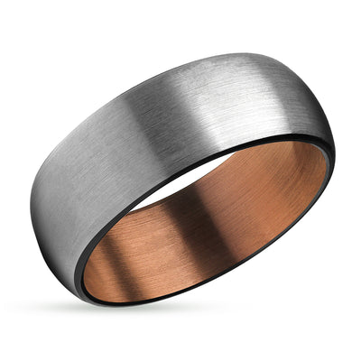 Copper Wedding Ring - Espresso Wedding Band - Black Tungsten Ring - Gray Ring