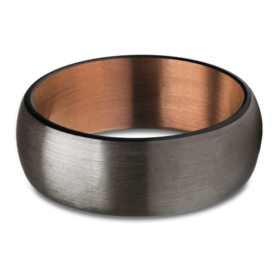 Espresso Wedding Ring - Gunmetal Tungsten Ring - Black Wedding Ring - Tungsten Ring