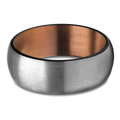 Copper Wedding Ring - Espresso Wedding Band - Black Tungsten Ring - Gray Ring