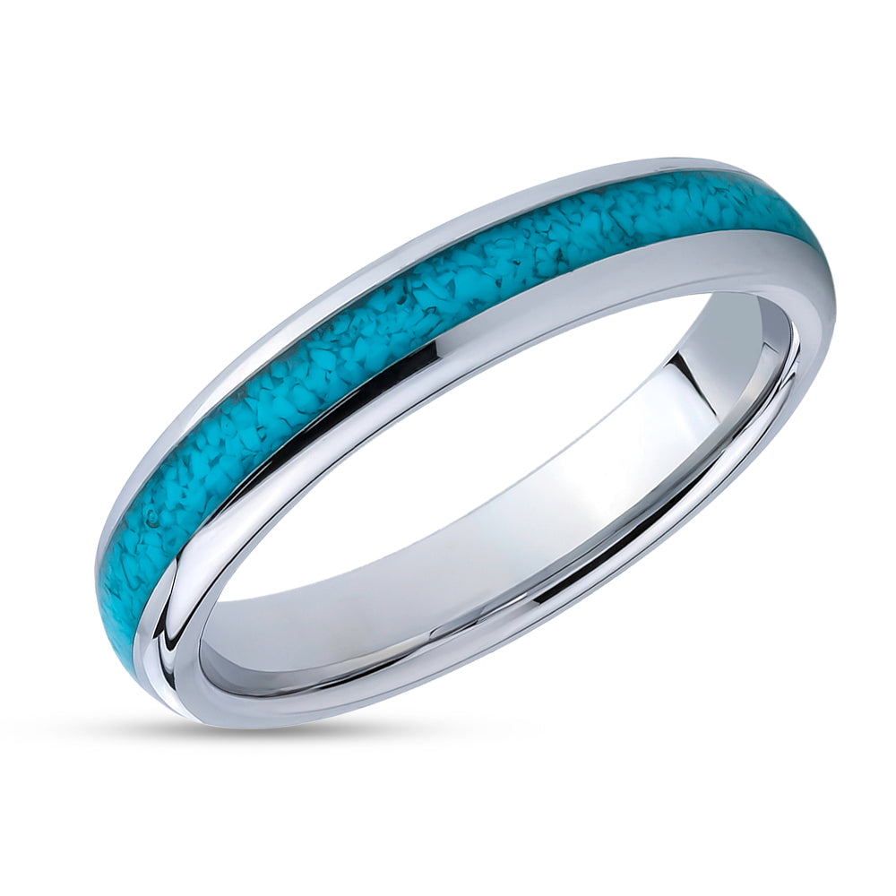 4mm Wedding Ring - Turquoise Wedding Ring - Tungsten Wedding Band - Turquoise Ring