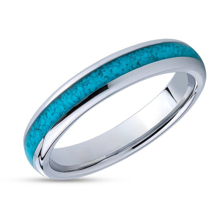 4mm Wedding Ring  - Turquoise Wedding Ring - Tungsten Wedding Band - Turquoise Ring