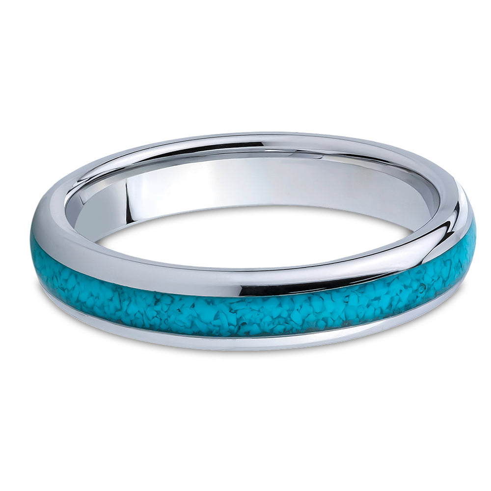 4mm Wedding Ring - Turquoise Wedding Ring - Tungsten Wedding Band - Turquoise Ring