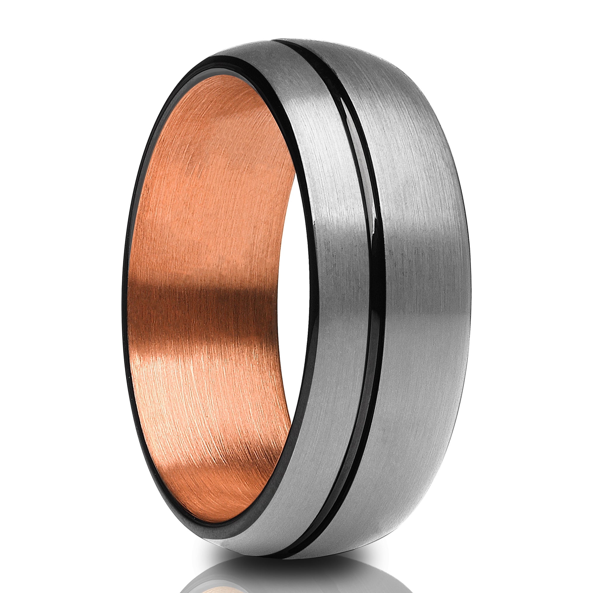 Black Tungsten Ring - Black Tungsten Ring - Rose Gold Wedding Ring - Gray Band