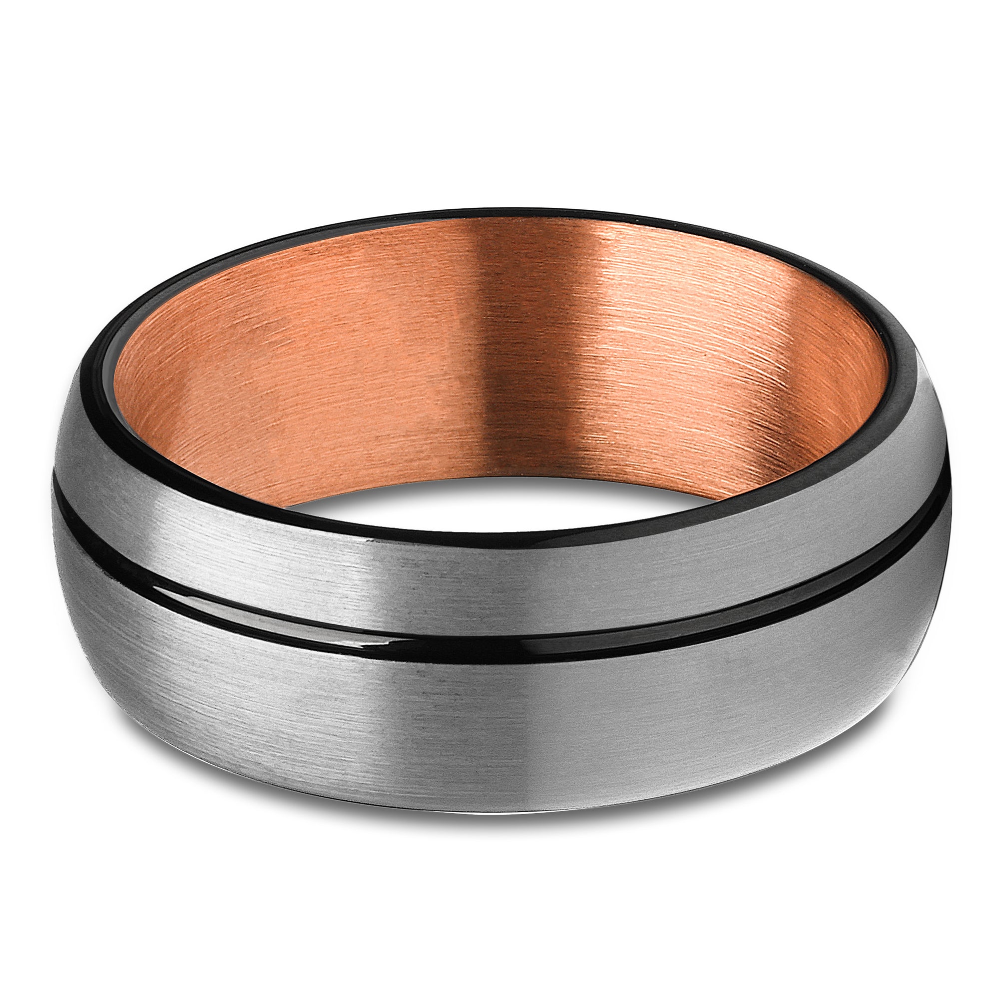Black Tungsten Ring - Black Tungsten Ring - Rose Gold Wedding Ring - Gray Band