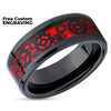 Great Wedding Ring - Red Tungsten Wedding Ring - Black Tungsten Ring - 8mm Ring