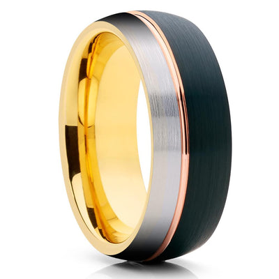 Black Tungsten Ring - Rose Gold Tungsten - Yellow Gold Tungsten Ring - Clean Casting Jewelry