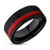 Galaxy Opal Wedding Ring - Black Tungsten Wedding Ring - 8mm Galaxy Ring - Red Opal Ring